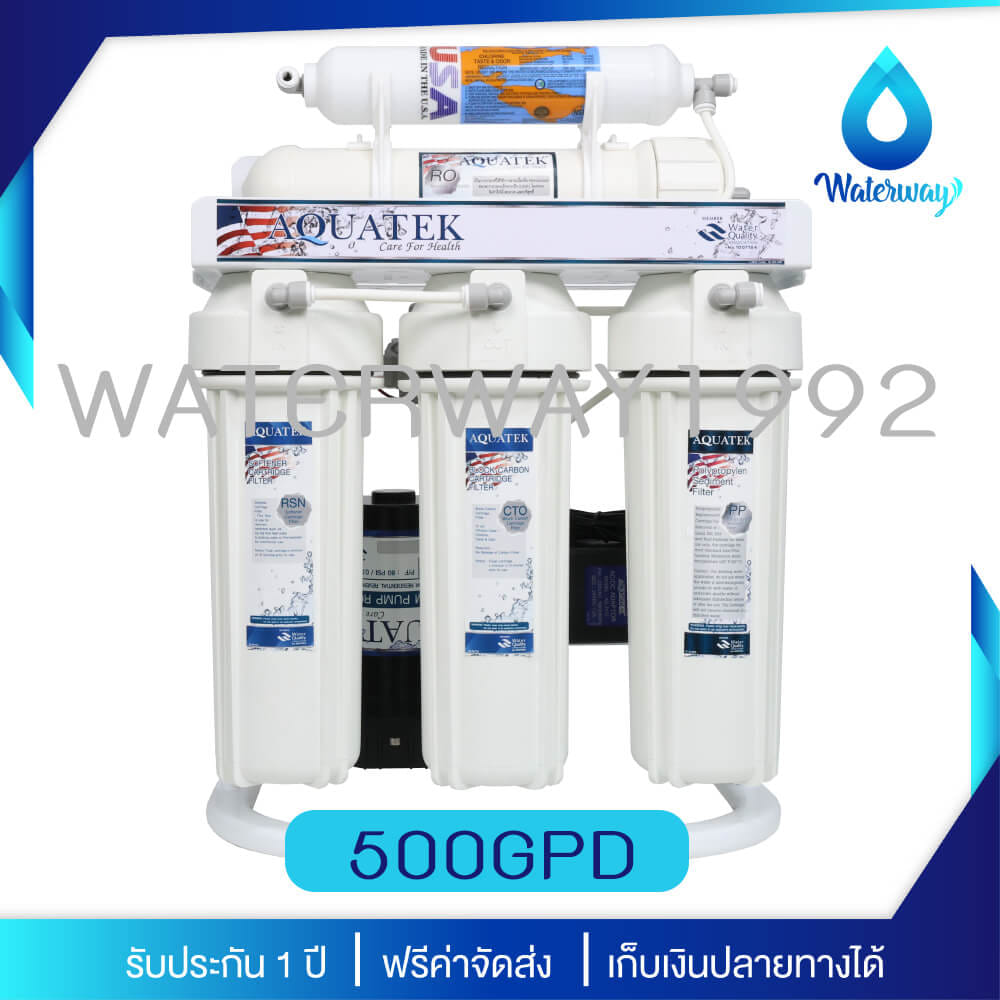 เครื่องกรองน้ำดื่ม RO AQUATEK ระบบ REVERSE OSMOSIS (RO) 500GPD MODEL : AQRO500G